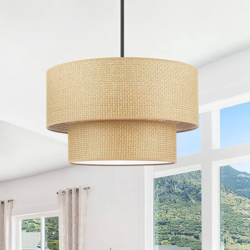 GetLedel 4-Light Bohemian Handwoven Drum Chandelier