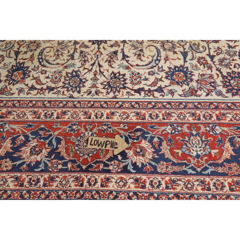 Hand Knotted Oriental 100% Wool Carpet Traditional Floral Beige & Ivories Isfahan Area Rug - 12' 0'' X 8' 7''