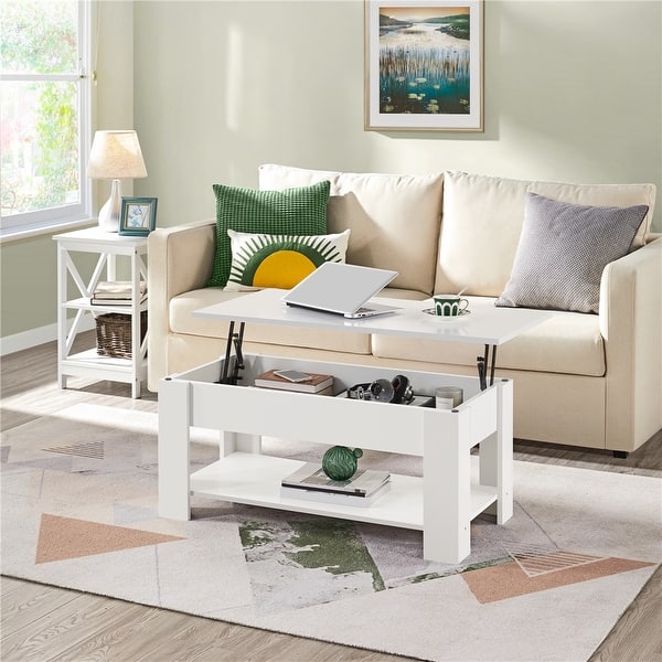 slide 2 of 36, Yaheetech 38.6" Lift Top Coffee Table with Shelf for Living Room