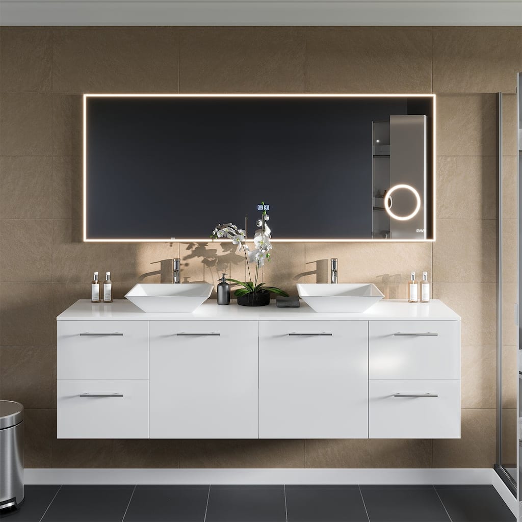 Eviva Illuminate 72" x 30" Rectangular Chrome Aluminum Framed Mirror