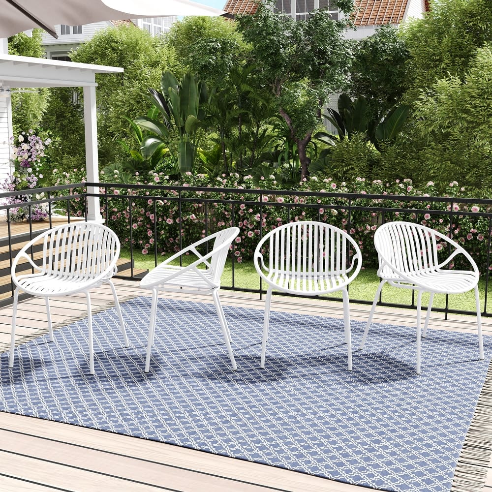 Christopher Knight Home - Emma Patio Outdoor Contemporary Plastic Stackable Dining Chairs