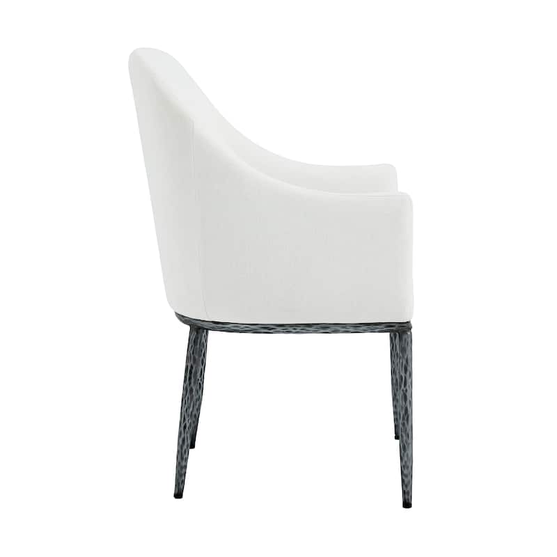 Christopher Knight Home - Ameson Artisan Upholstered Dining Chairs Set with Amrest, Hammered Metal Legs & Padded Seat