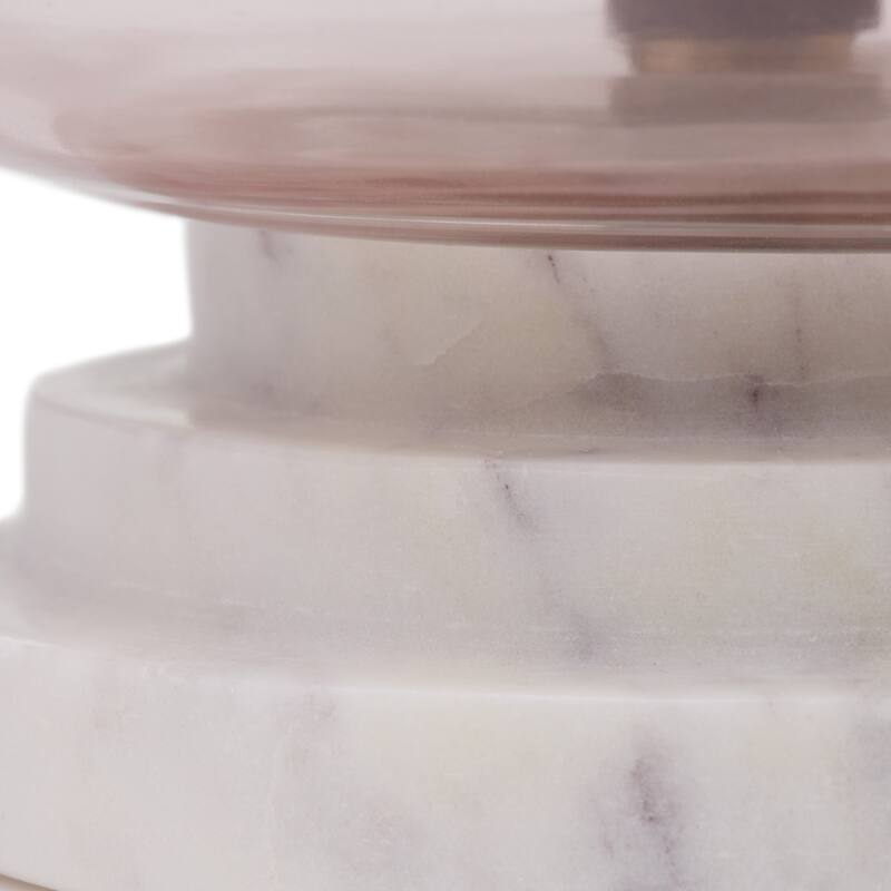 Casey River of Goods White Marble and Blown Glass Globe Shade 13-Inch Accent Lamp - 9.75" x 9.75" x 13"
