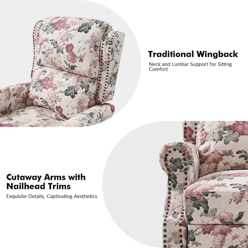 Terri Classic Cutaway Arms with Nailheads Manual Recliner for Living Room Set of 2 by HULALA HOME