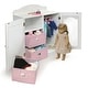 preview thumbnail 7 of 9, Badger Basket Mirrored Doll Armoire with 3 Baskets and 3 Hangers - White/Pink