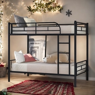 2 In 1 Twin Over Twin Metal Bunk Bed Can Separate into 2 Twin Beds
