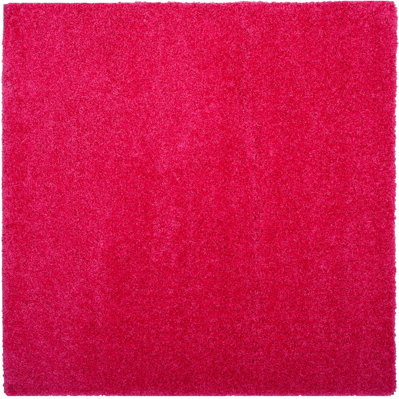 SAFAVIEH Laguna Shag Verdiana Solid Color 2-inch Thick Rug. - 6'7" Square - Fuchsia - Square