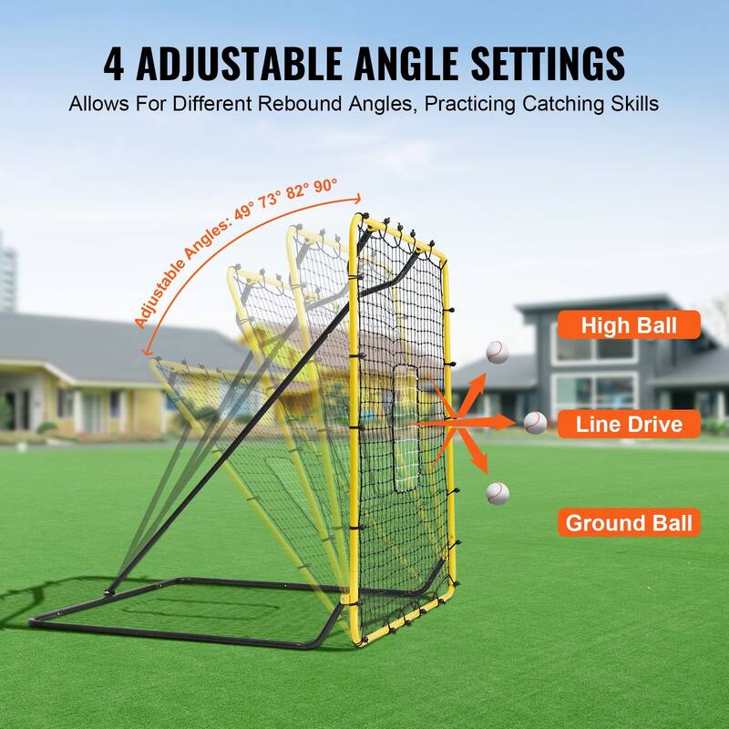 4x4.5 Feet Baseball and Softball Rebounder Net Pitch with Back Adjustable Angles