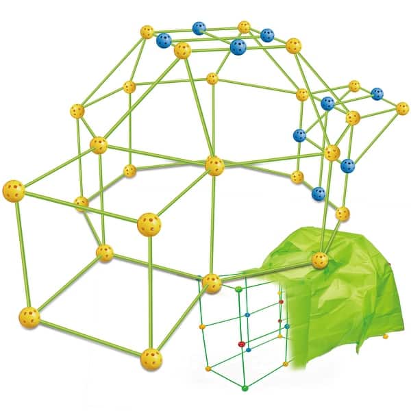 slide 2 of 8, Glow In The Dark Tent Fort Building Kit - 202 Pack STEM Learning Toy - Construction Toy Set with 64 Rods, 36 Spheres Assembly Required - Kids
