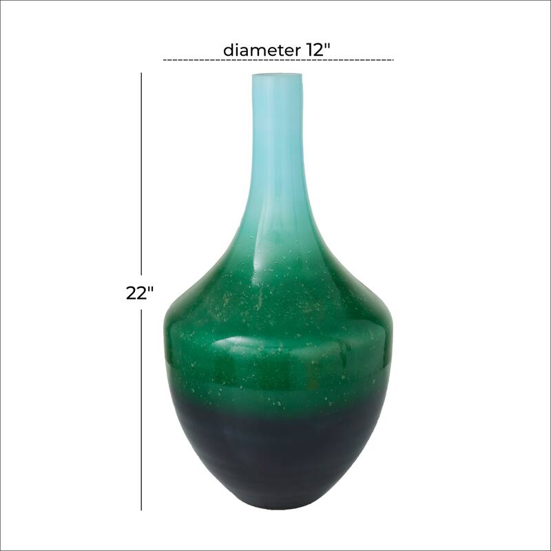 Green Glass Ombre Decorative Vase