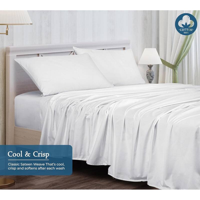 Royale Linen 400 Thread Count Cotton 4 Piece Sateen Sheet Set