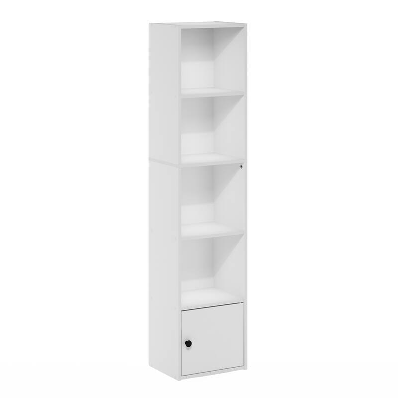 Furinno Luder 5-Tier Shelf Bookcase with 1 Door Storage Cabinet