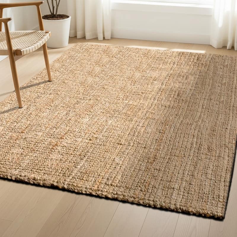 Delara Premium Handwoven Natural Fiber Area Rug Boucle 100% Jute excellent choice in high-traffic areas such as Living rooms - Natural - 3' x 5'