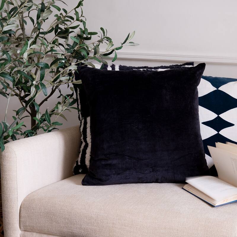 Sevita Stacy Garcia Velvet Handmade Decorative Throw Pillow - Onyx