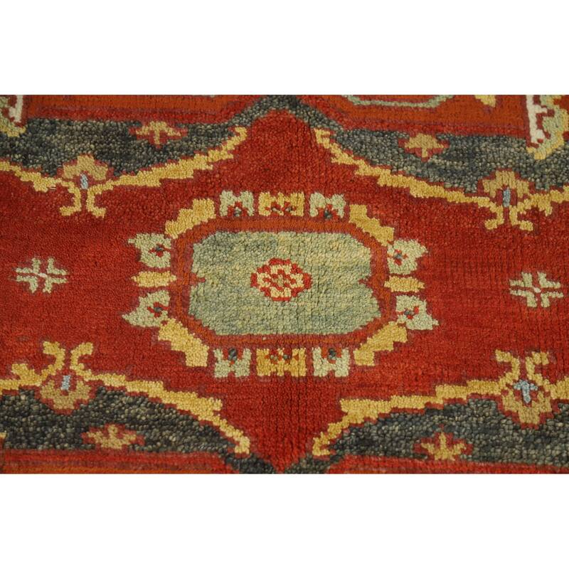 Red Medallion Heriz Serapi Indian Area Rug Hand-Knotted Wool Carpet - 8'8" x 11'9"