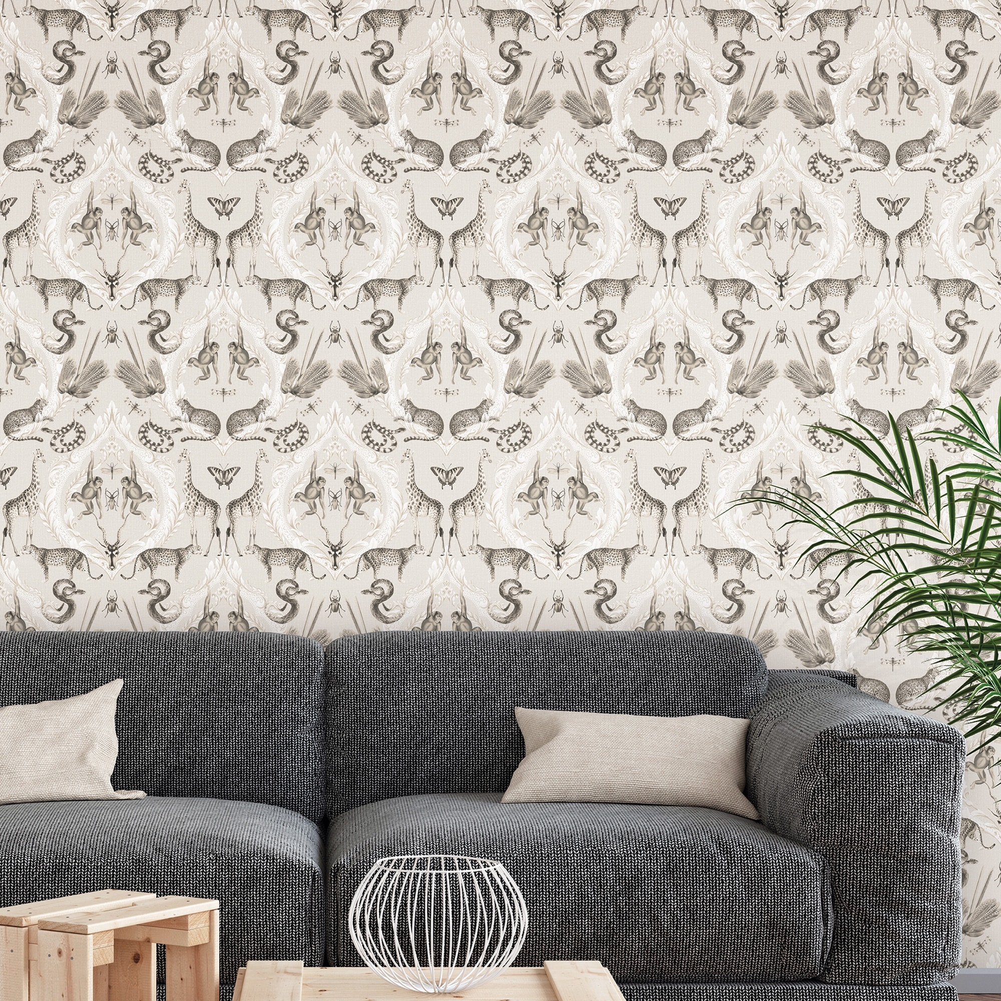 Galerie Wallcoverings Bazaar Jungle Menagerie Damask Non