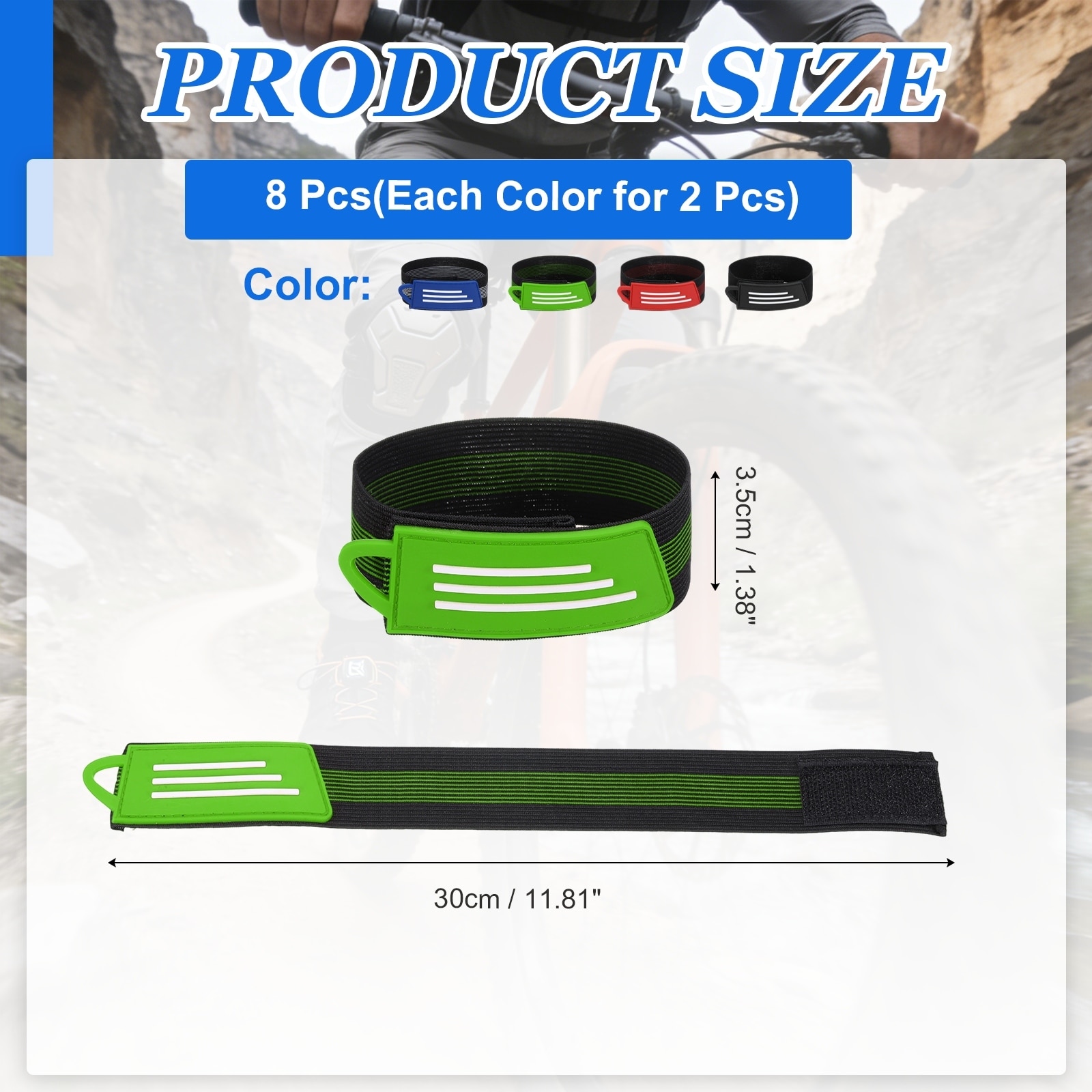 Bike Pant Leg Strap, Cycling Safety Bind, Pant Bands Clip Strap, Adjustable Elastic Bike Ankle Leg Belt for Cycling - Small