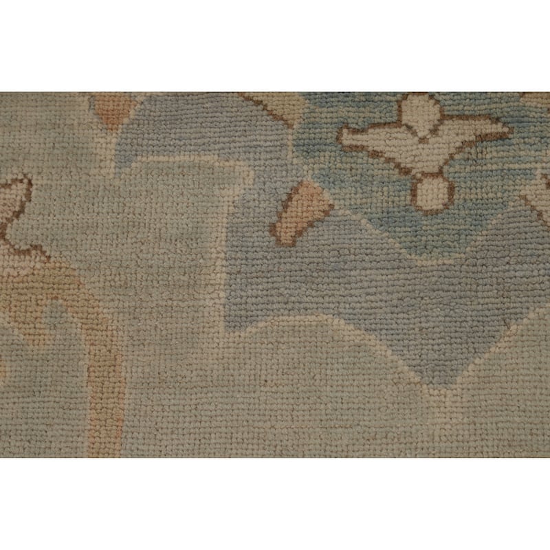 Vegetable Dye Blue Oushak Turkish Area Rug Handmade Wool Carpet - 7'10"x 9'11"
