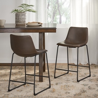 Cedric Faux Leather Counter Stool (Set of 2) by Christopher Knight Home