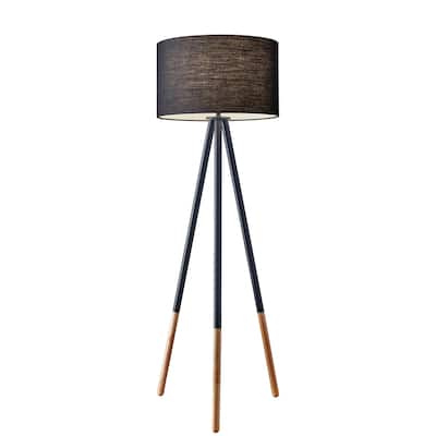 Adesso Louise Black Painted Metal Tripod Floor Lamp