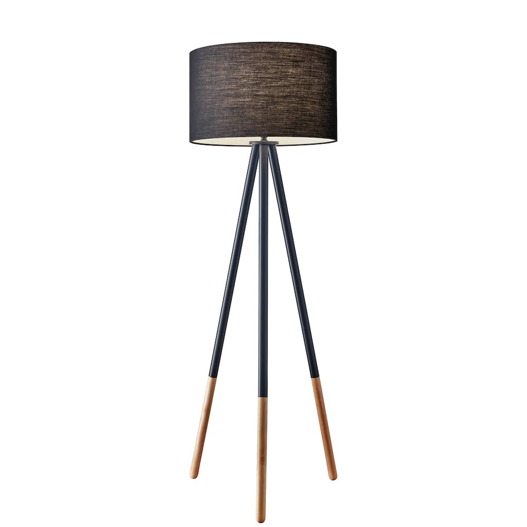 Adesso Louise Black Painted Metal Tripod Floor Lamp