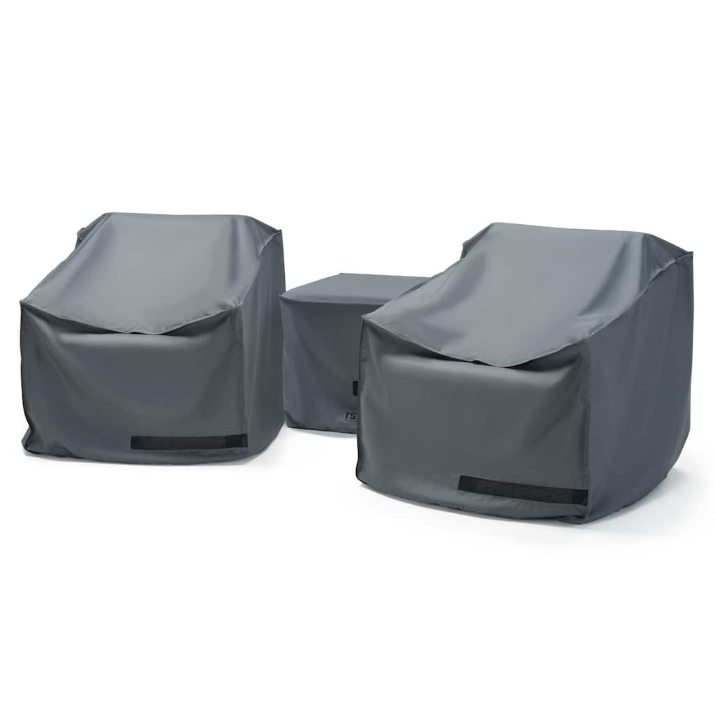 Milo 3 Piece Polyester Outdoor Patio Deluxe Furniture Covers - Grey