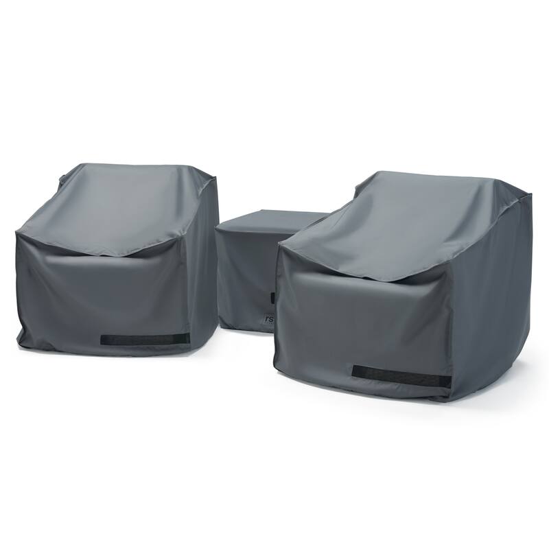 Vaughn 2 Piece Polyester Outdoor Patio Club Chair Deluxe Covers - Grey