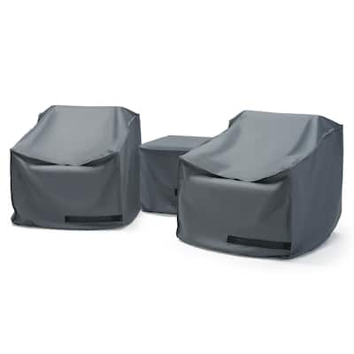 Vaughn 3 Piece Polyester Outdoor Patio Club Chair Deluxe Covers - Grey