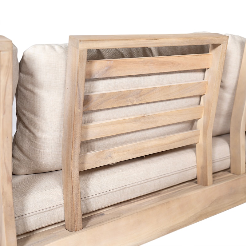 Christopher Knight Home - Topia Mid-Century Outdoor Sectional Sofa Set with Coffee Table and Water-Resistant Cushions