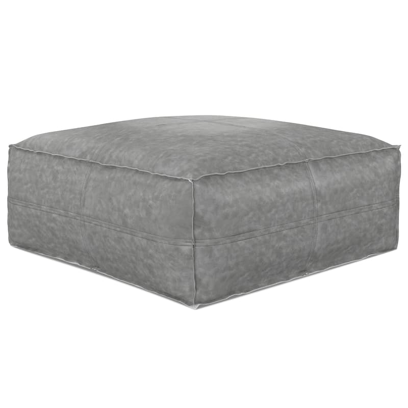 WYNDENHALL Wendal Boho Square Pouf in Faux Leather