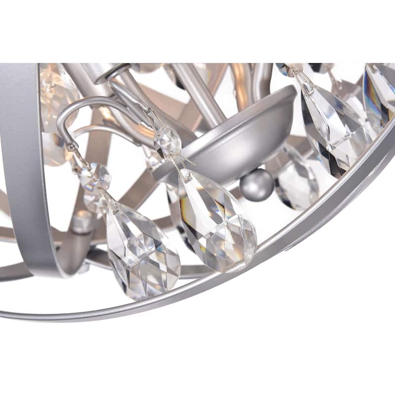 Benita Matte Silver 4-light Metal Crystal Orb Chandelier
