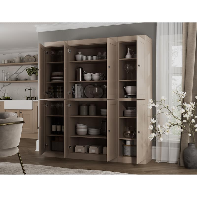 Palace Imports 100% Solid Wood 65" Pantry Cabinet with Shaker Doors and Adjustable Shelves