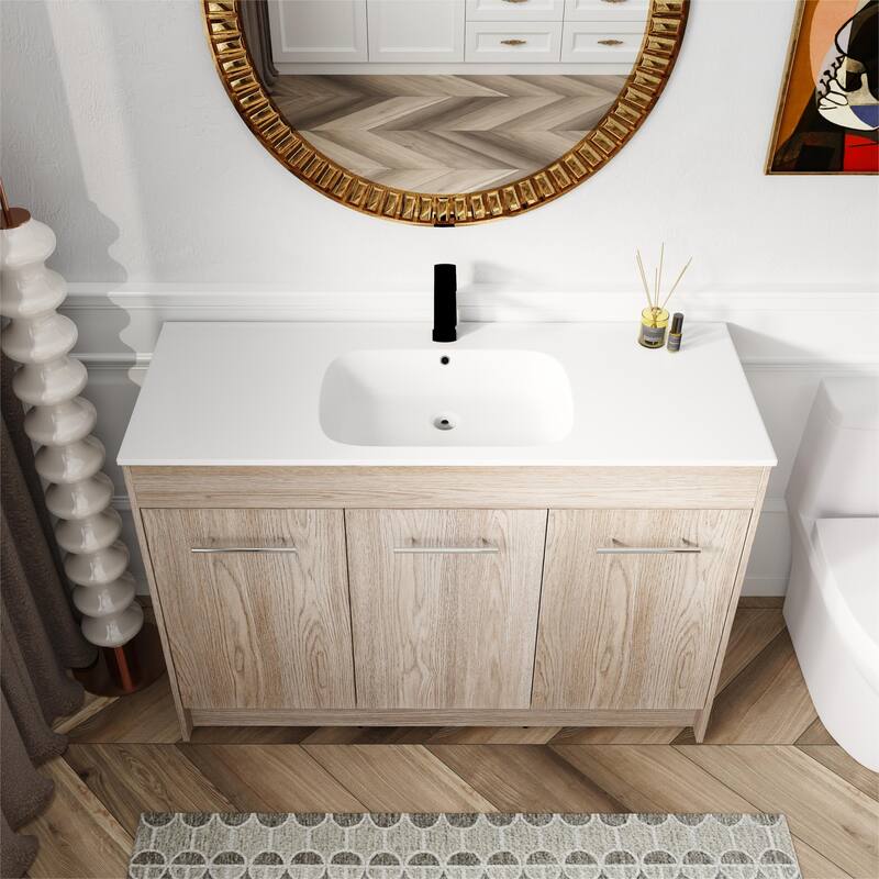 Bathroom Vanity With Sink In 30 Inch, Freestanding Bathroom Vanity With Soft Close Door