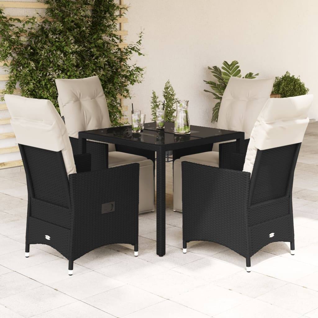 vidaXL Garden Dining Set Black and Cream White - 23.2 x 22.0 x 36.2