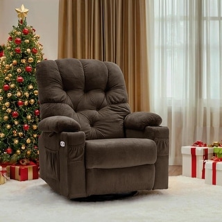 MCombo Electric Power Swivel Glider Recliner Chair with Cup and USB Ports, Fabric 7797
