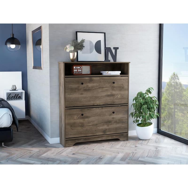 Brandford Shoe Rack, Superior Top, Two Shelves - Brown