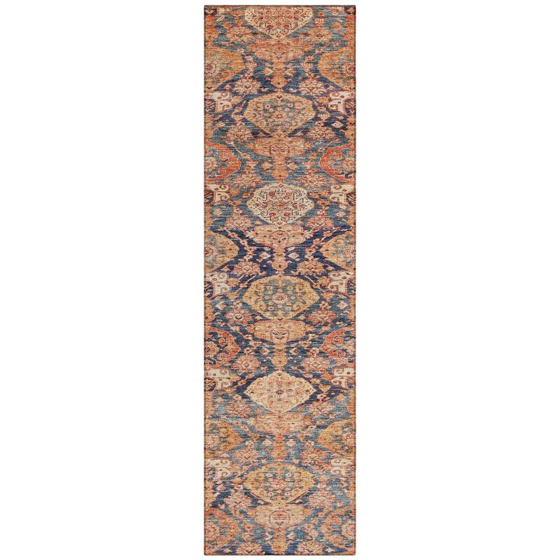 Machine Washable Indoor/ Outdoor Traditional Damask Chantille Rug