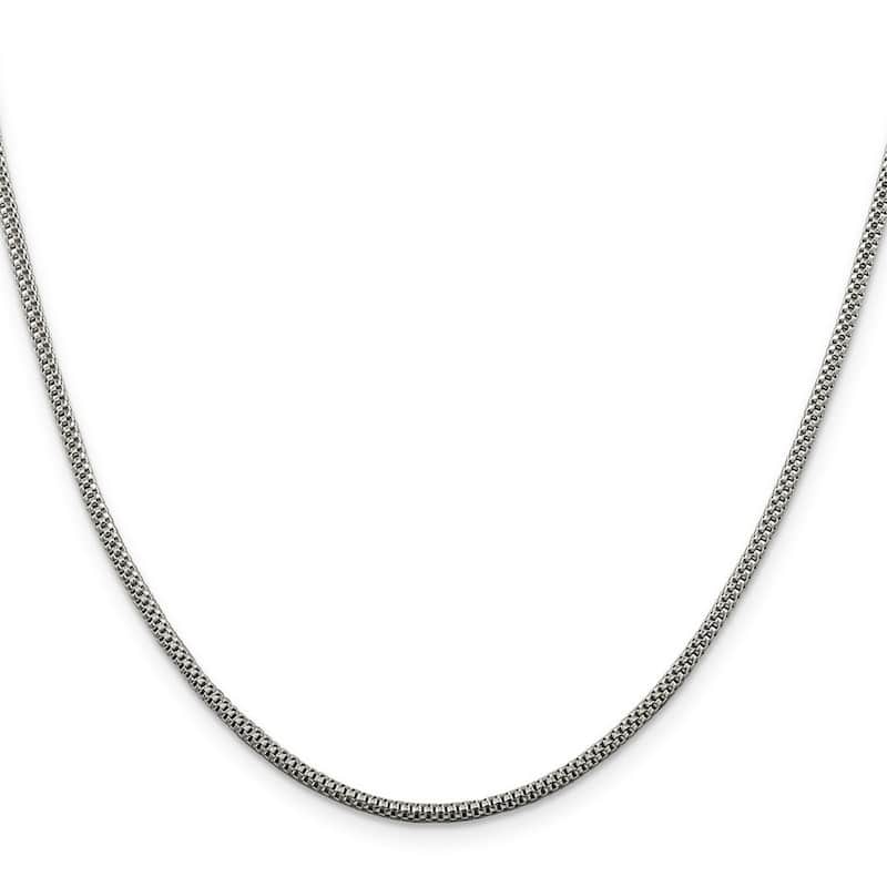 Curata 925 Sterling Silver Polished Fancy Lobster Closure 2mm Fancy Chain Necklace Lobster Claw