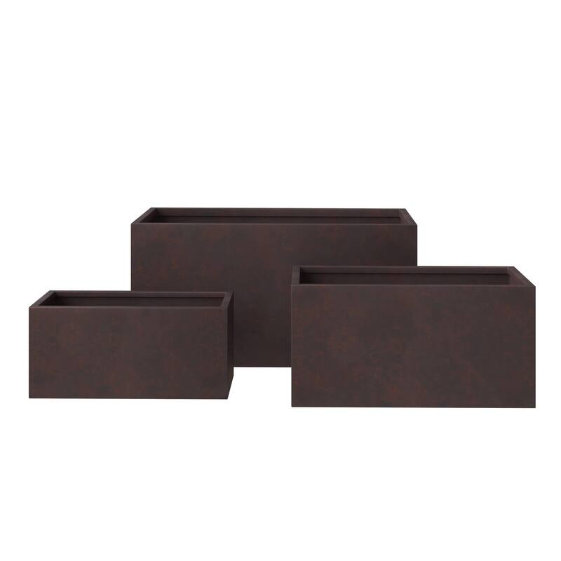 Bloom 3-Piece Rectangular Fiberstone and MGO Clay Planter Pot Set