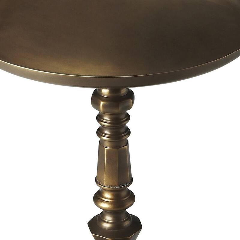 HomeRoots 24" Bronze Metal Round Pedestal End Table - 16.00 in. x 23.63 in. x 16.00 in.
