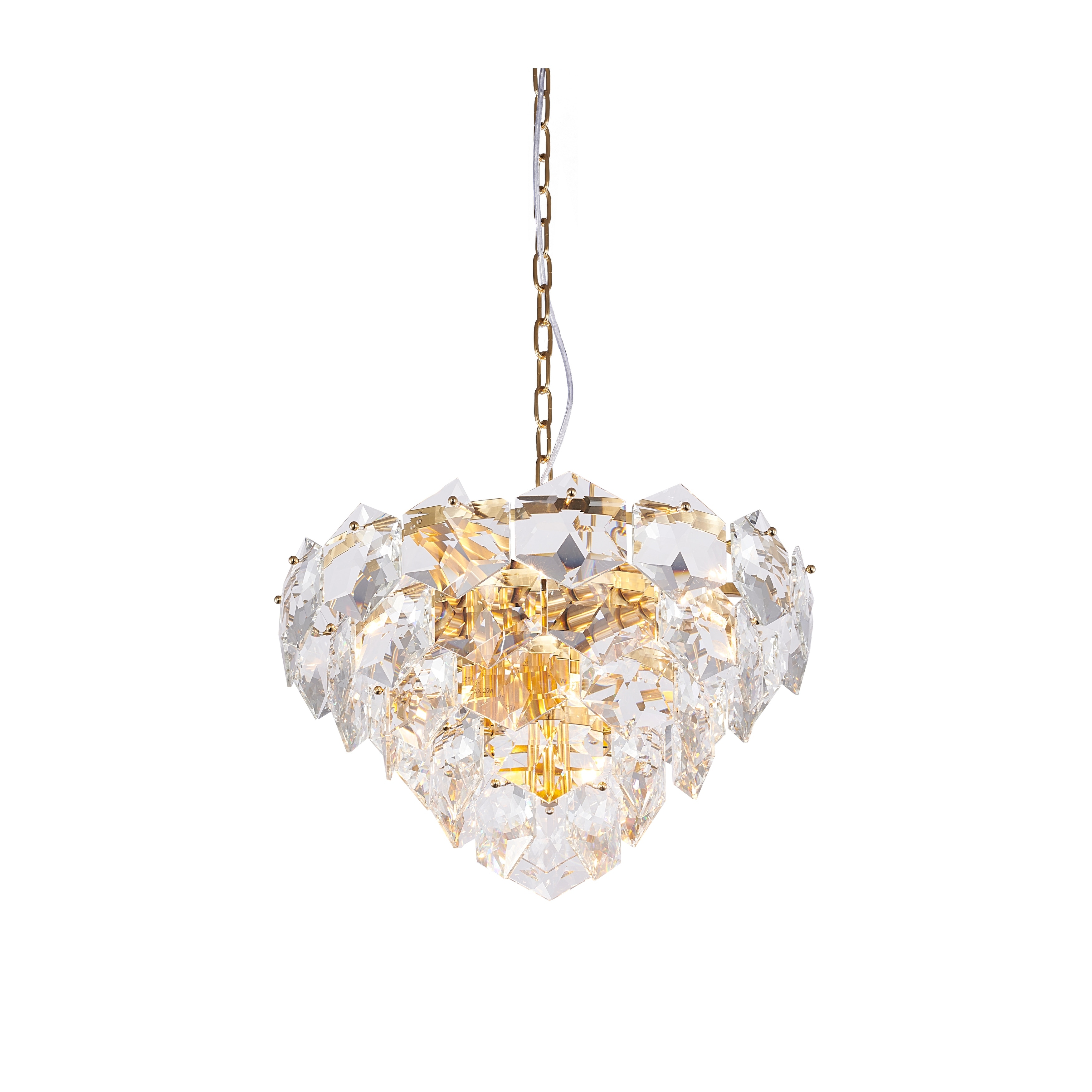 9-Light Gold Chandelier With Clear Crystals