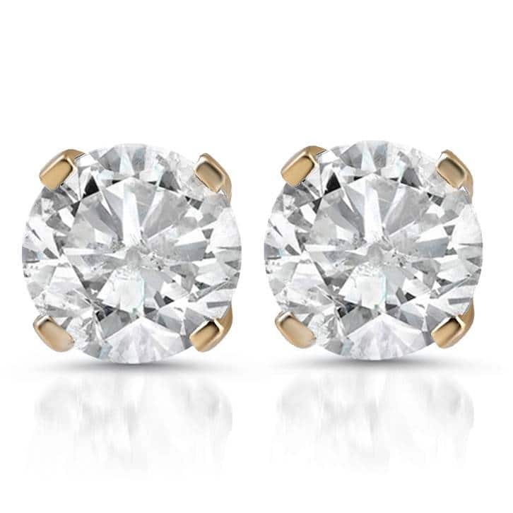 Bliss Diamond 1ct TW Round Brilliant Cut Natural Diamond Studs Yellow Gold