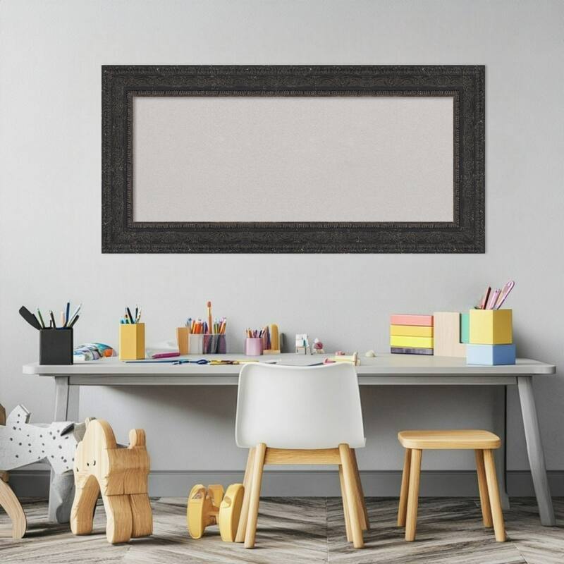 Attic Aged Black Wood Framed Cork Board - Bulletin Board, Organization Board, Pin Board