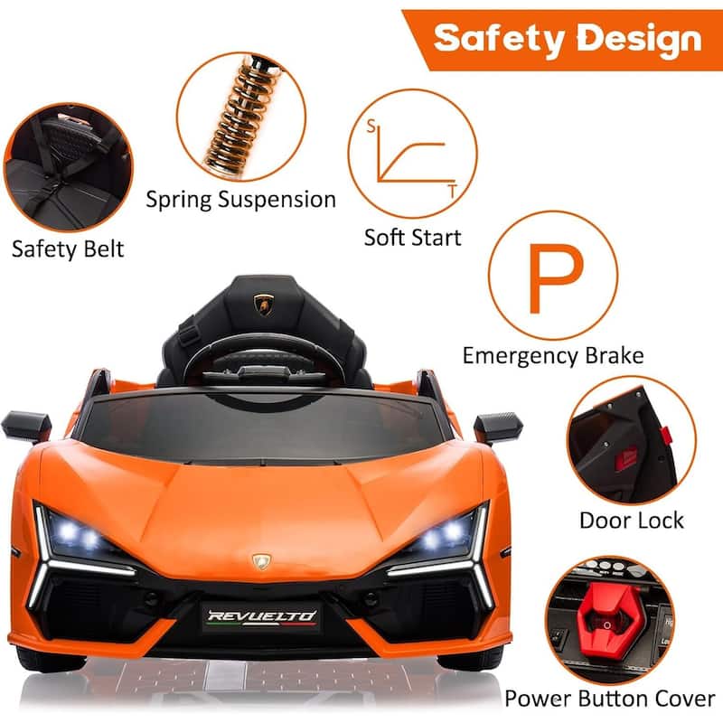12V Kids Ride On Car, Licensed Lamborghini Revuelto Electric Car for Kids