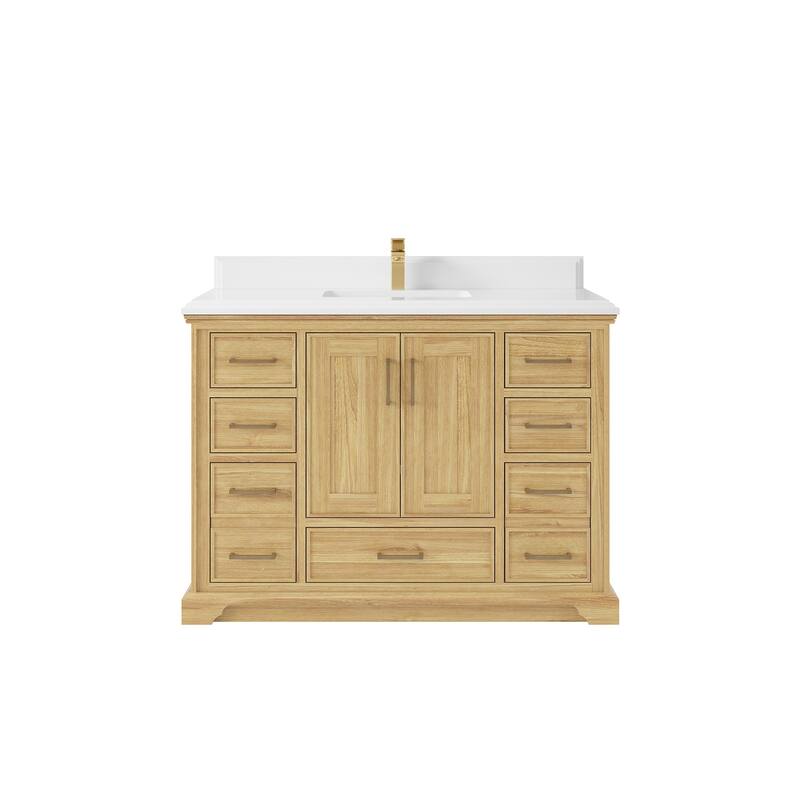 Willow Collections 48 in. W x 22 in. D Charlotte Teak Single Sink Bathroom Solid Teak Vanity with Countertop
