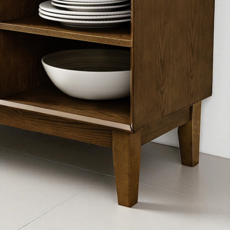 47.3" Farmhouse Fluted Sideboard Cabinet with 2 Doors, Fixed Shelves & Outlet Holes - Storage Buffet for Entryway