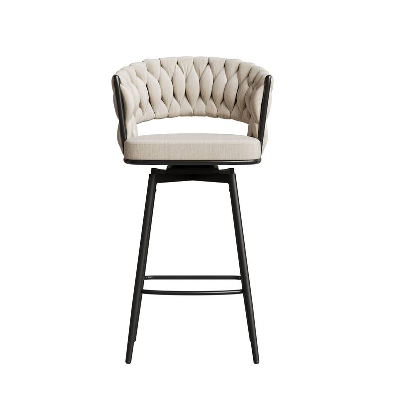 360° Swivel Bar Chairs set of 2, equipped with soft cushioned backrest counter stool, metal leg modern luxury kitchen chair