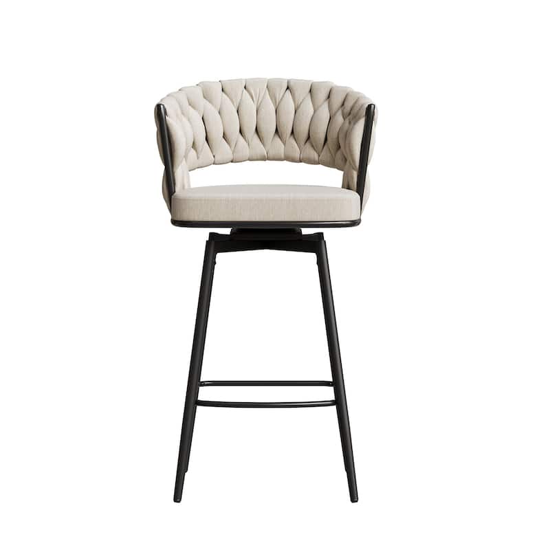 Modern Swivel Bar Stools Set of 2, Dining Chairs with Footrest and Cushioned Backrest Counter Stools