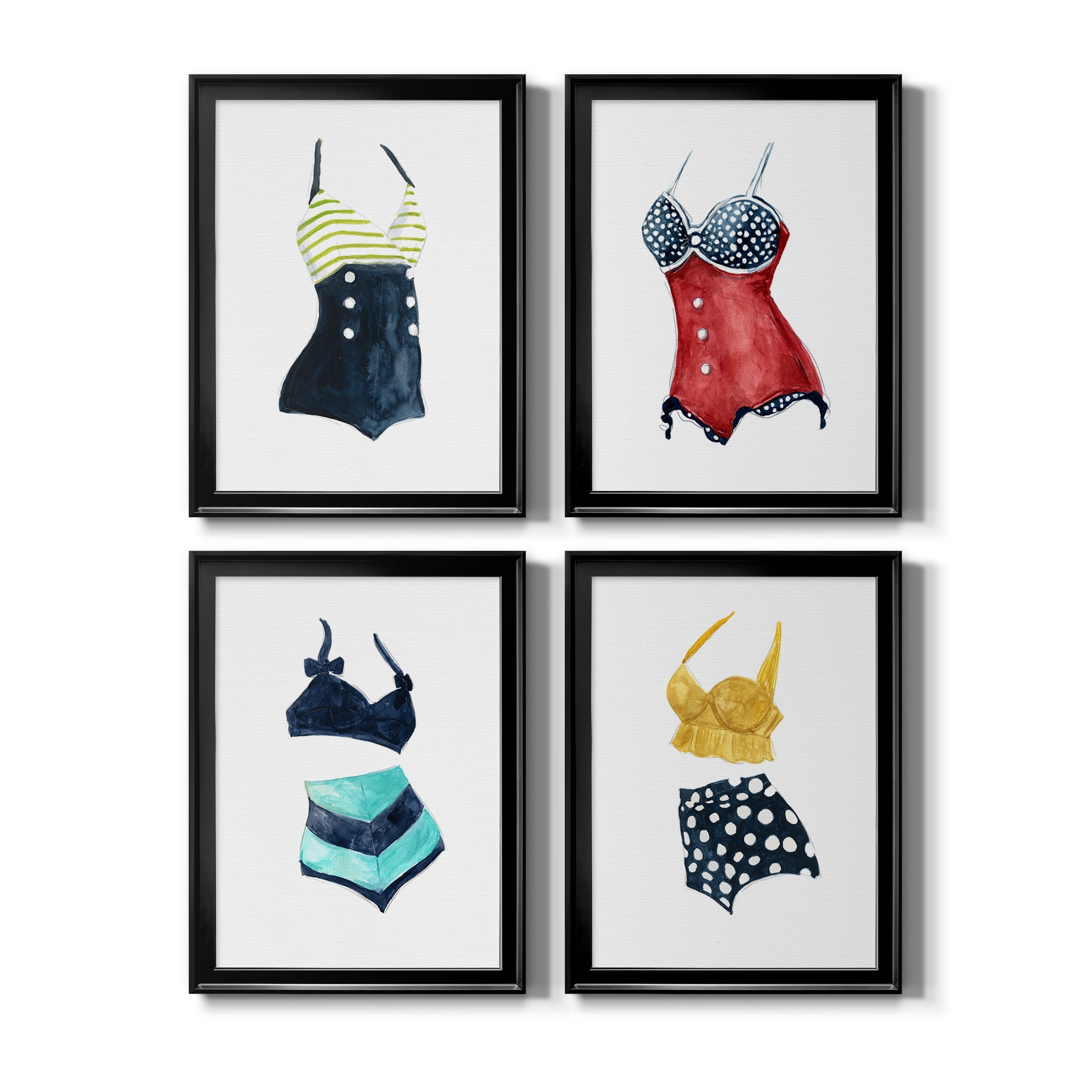 Vintage Swimwear I Premium Framed Canvas - Ready to Hang - Multi-Color