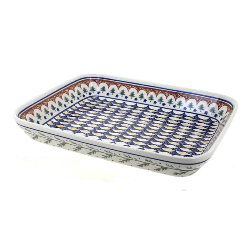 Blue Rose Polish Pottery 371 Zaklady Large Rectangular Baker